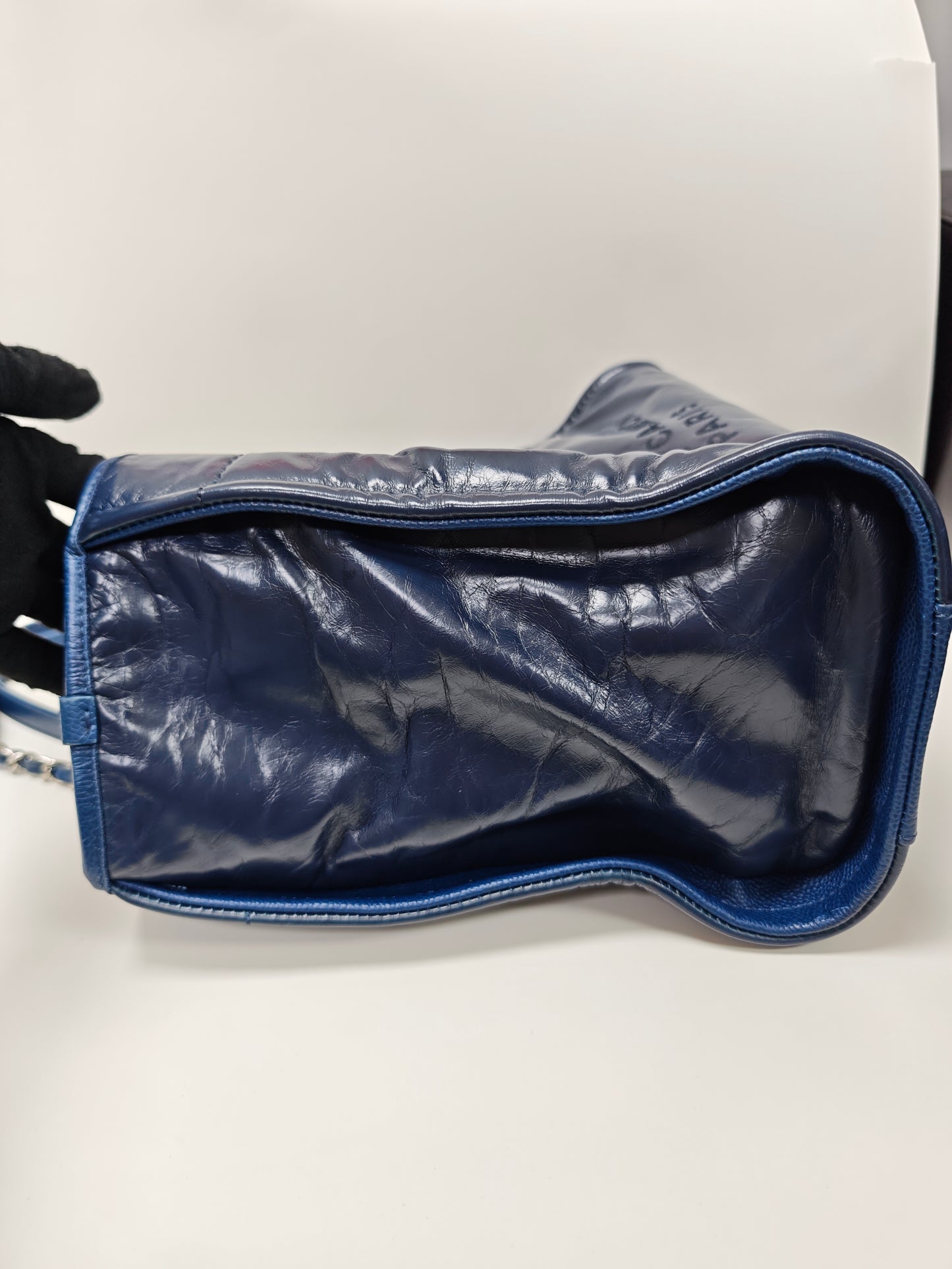 Chanel Navy Blue Chain Tote Bag