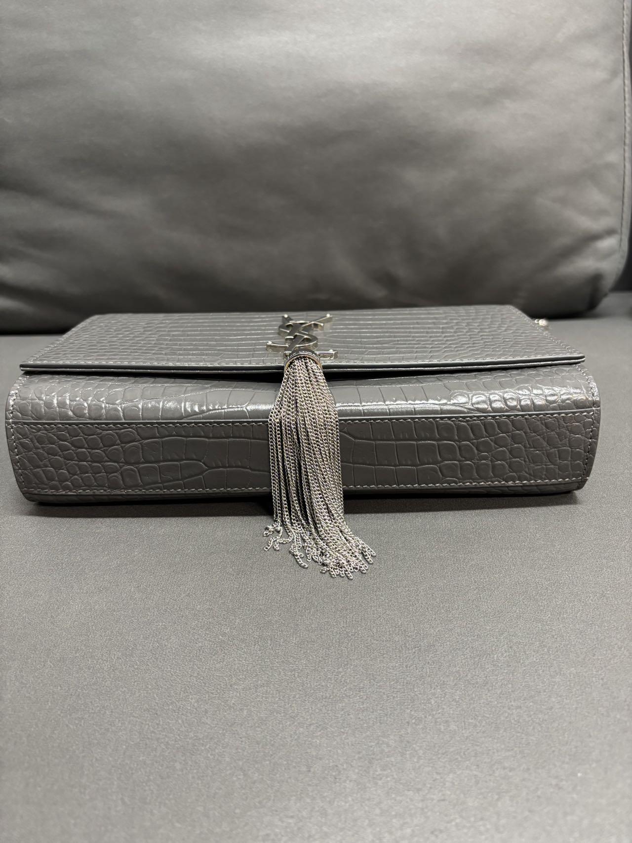 Saint Laurent Kate Bag in Silver-Gray