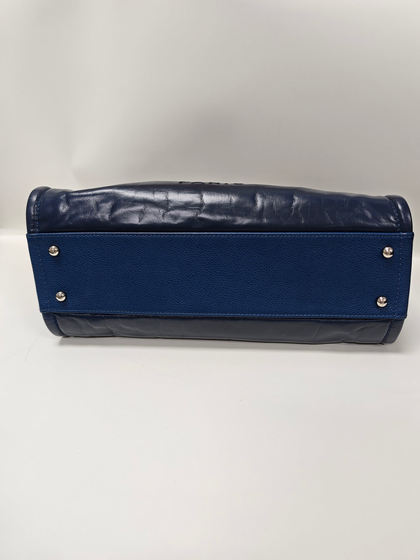 Chanel Navy Blue Chain Tote Bag