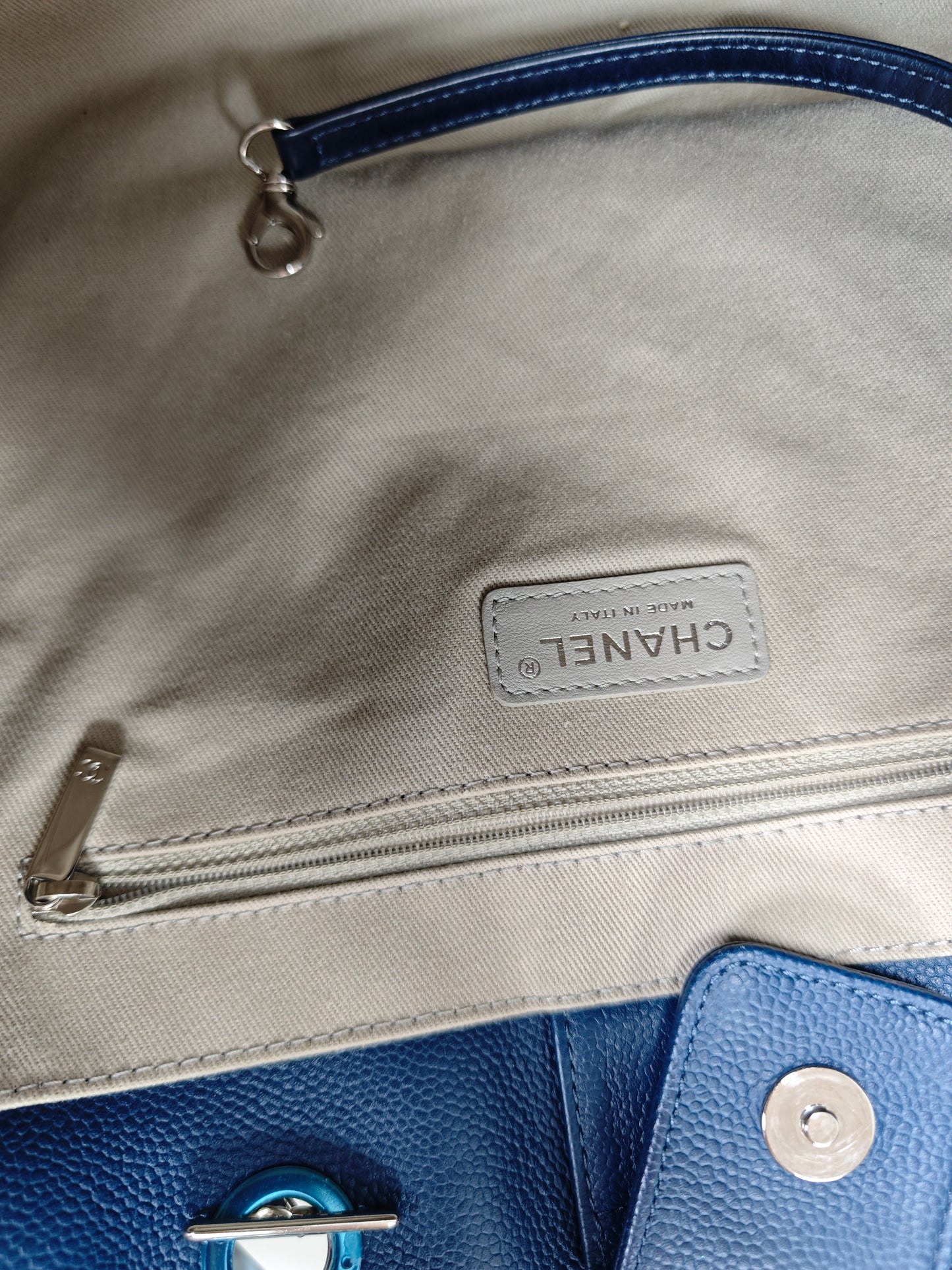 Chanel Navy Blue Chain Tote Bag
