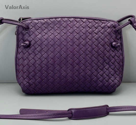Bottega Veneta Intrecciato 2Way Crossbody Shoulder Bag Purple Silver Women