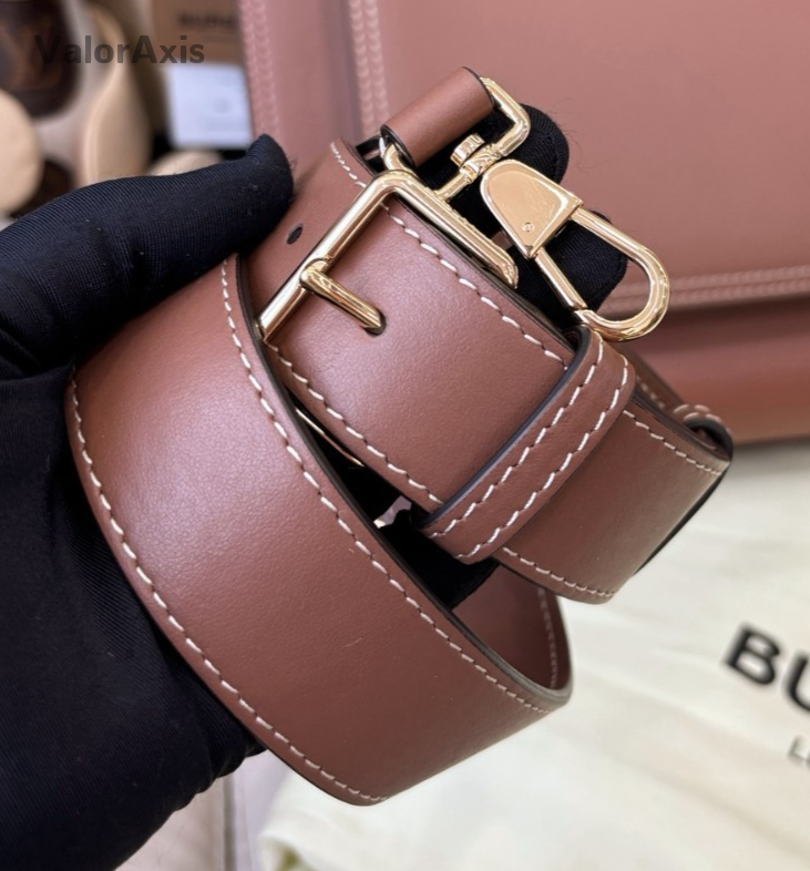 Burberry Pocket Bag 2Way Top Handle Bag Crossbody Brown Gold Women Classic