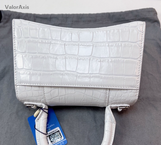 Balenciaga Hourglass Mini Top Handle Bag Crossbody White Silver Women Classic