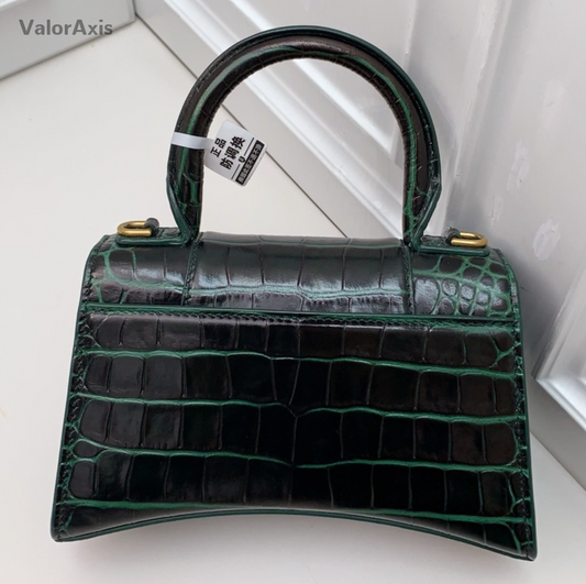 Balenciaga Calfskin 2Way Top Handle Bag Crossbody Green Gold Women Classic