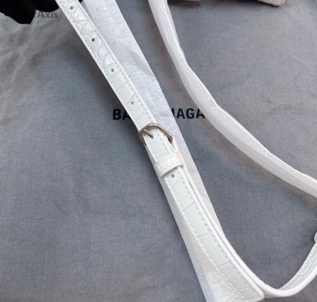 Balenciaga Hourglass Mini Top Handle Bag Crossbody White Silver Women Classic