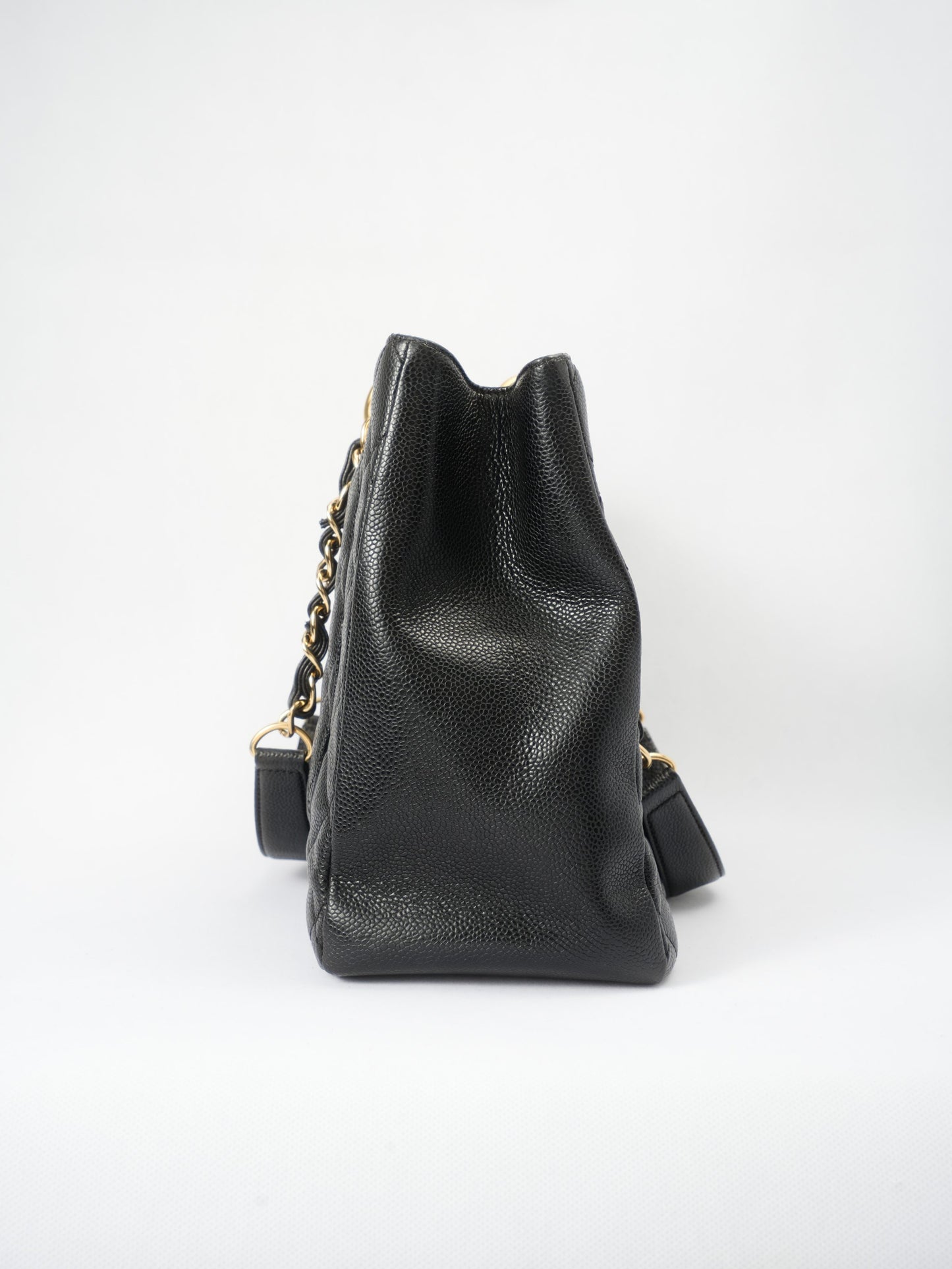 Chanel GST Medium Tote in Black Pebbled Leather with Gold-Tone Hardware
