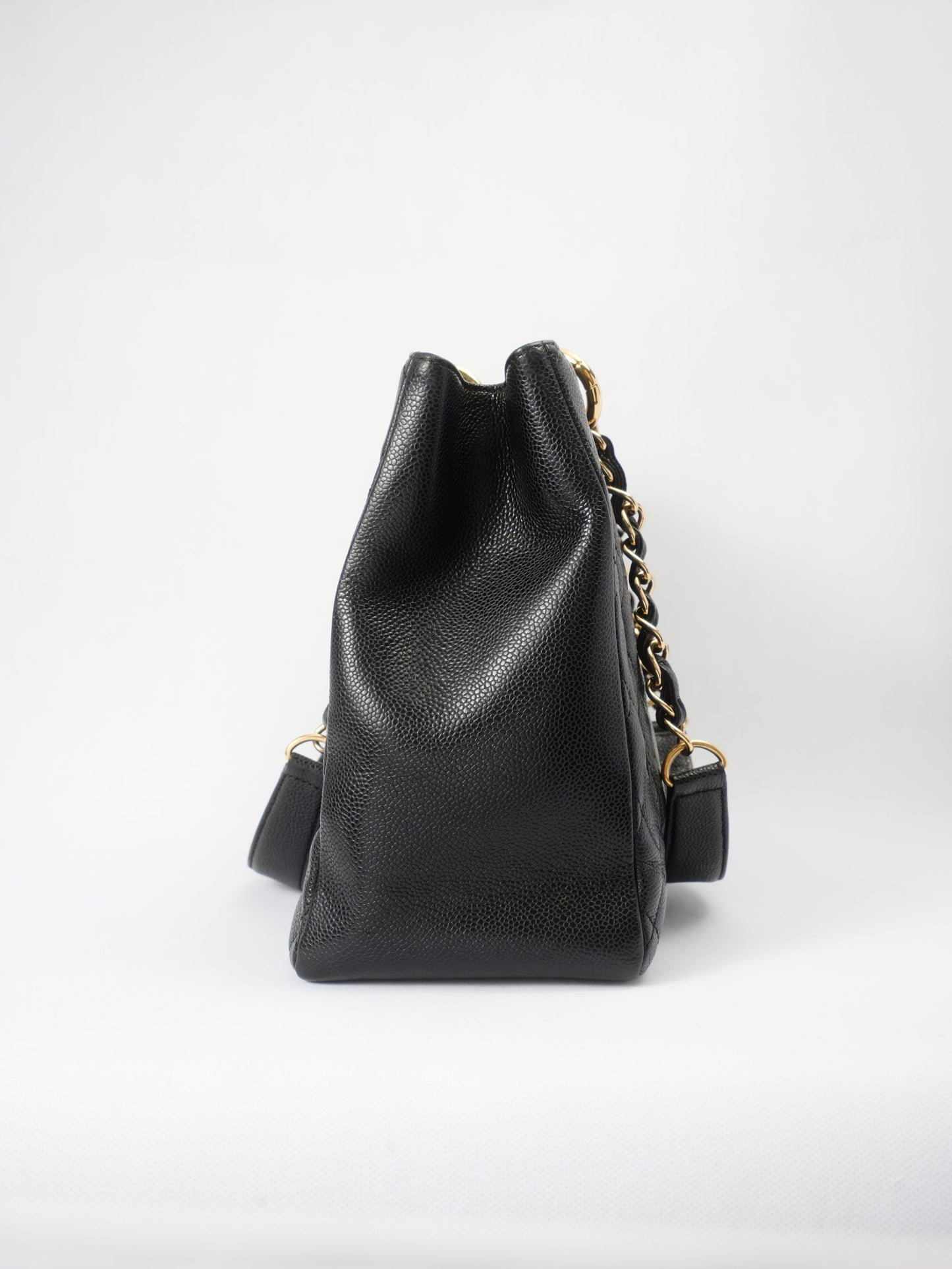 Chanel GST Medium Tote in Black Pebbled Leather with Gold-Tone Hardware