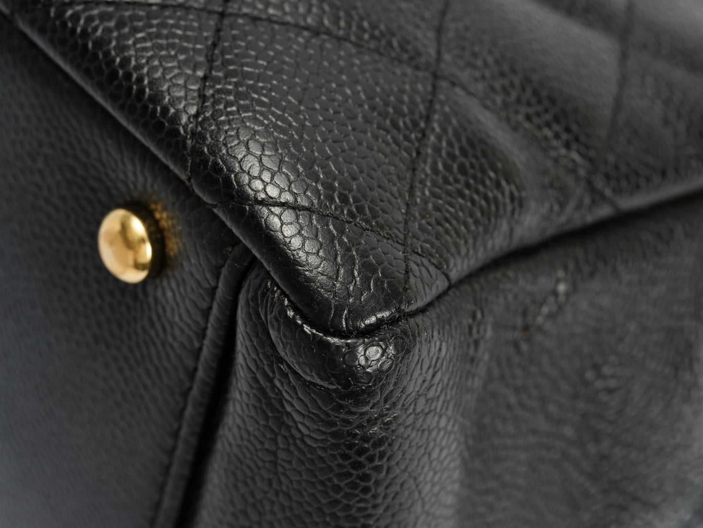 Chanel Patent Pouch Tote in Black Pebbled Leather with Gold-Tone Hardware