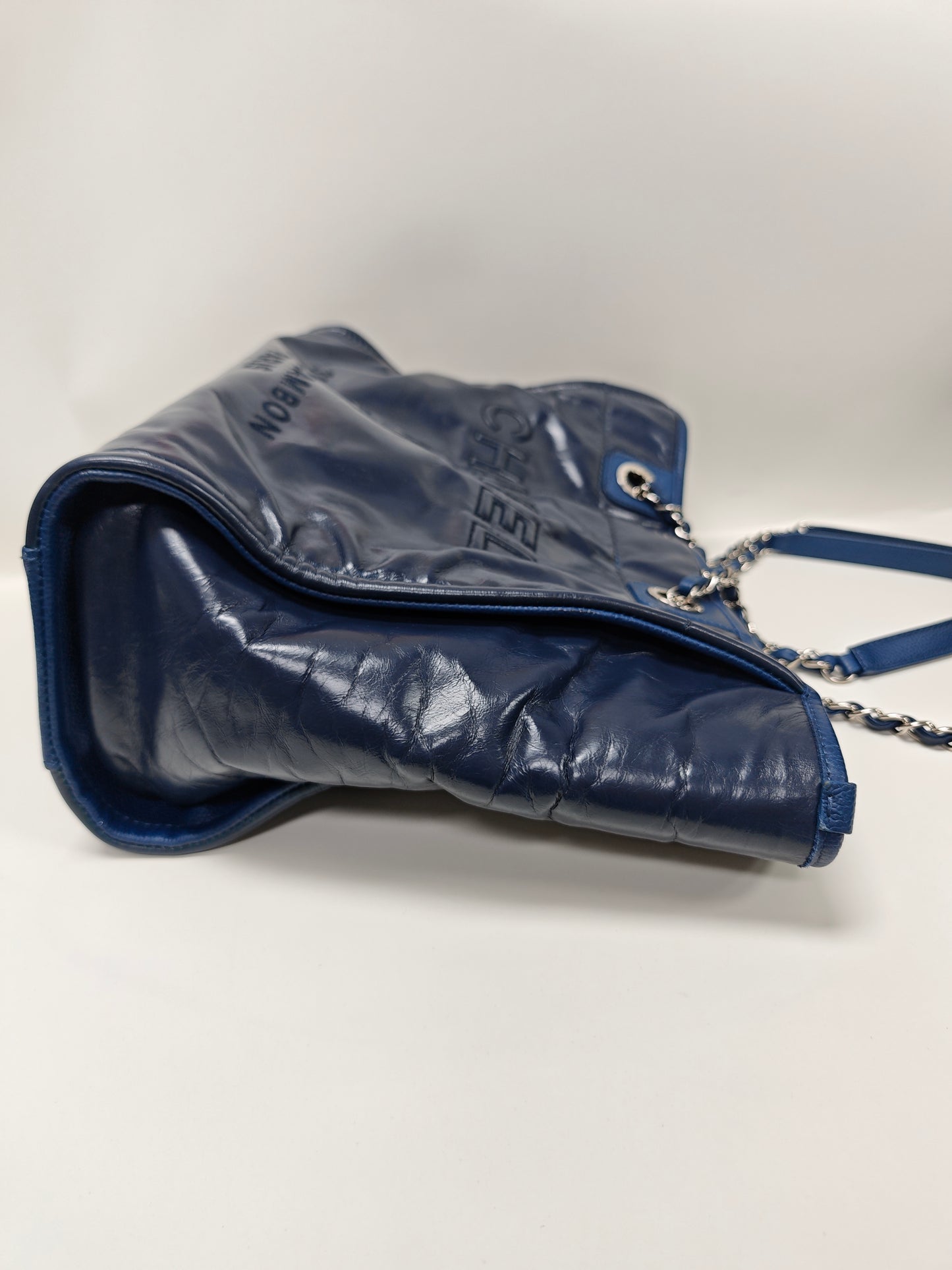 Chanel Navy Blue Chain Tote Bag