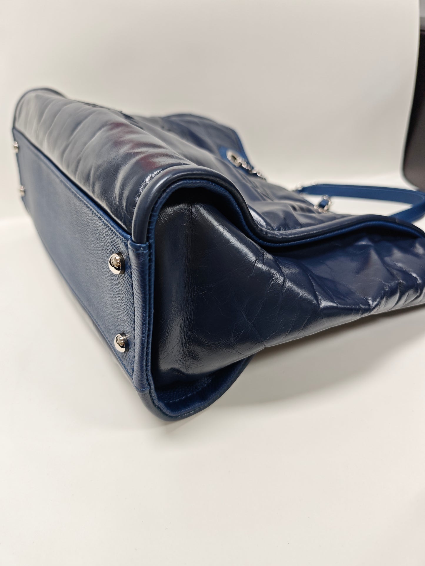 Chanel Navy Blue Chain Tote Bag