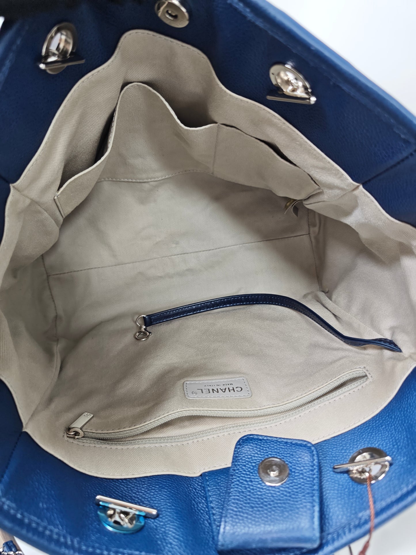 Chanel Navy Blue Chain Tote Bag