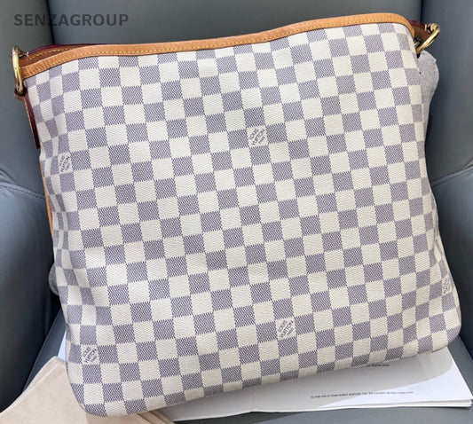 Louis Vuitton Delightful PM Shoulder Bag White Gold Used Women Classic Designer
