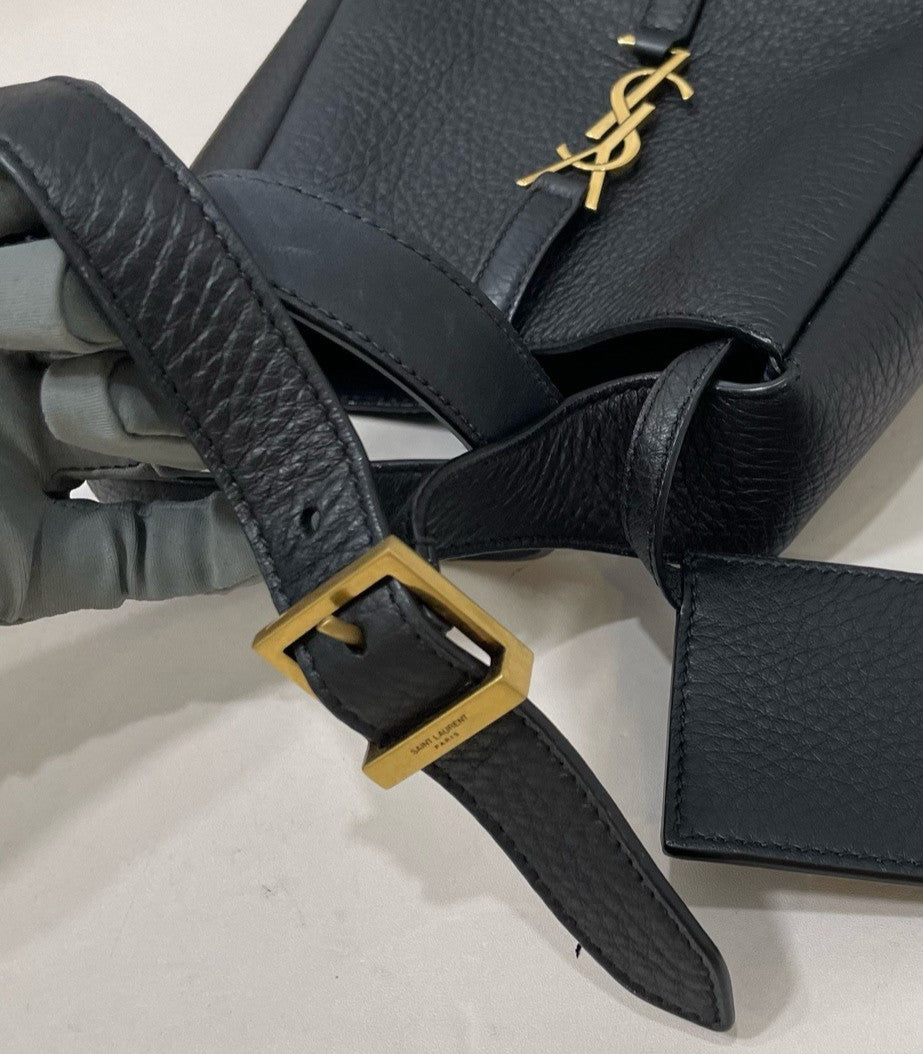 Saint Laurent Hobo Mini Shoulder Bag Black Gold Women Classic