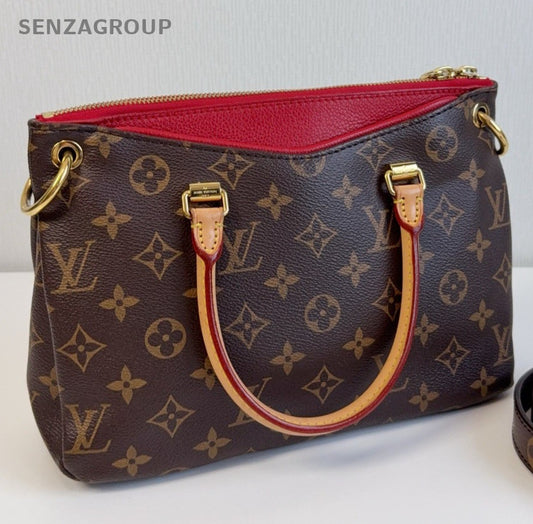 Louis Vuitton Pallas BB Monogram Top Handle Bag Crossbody Brown Gold Women