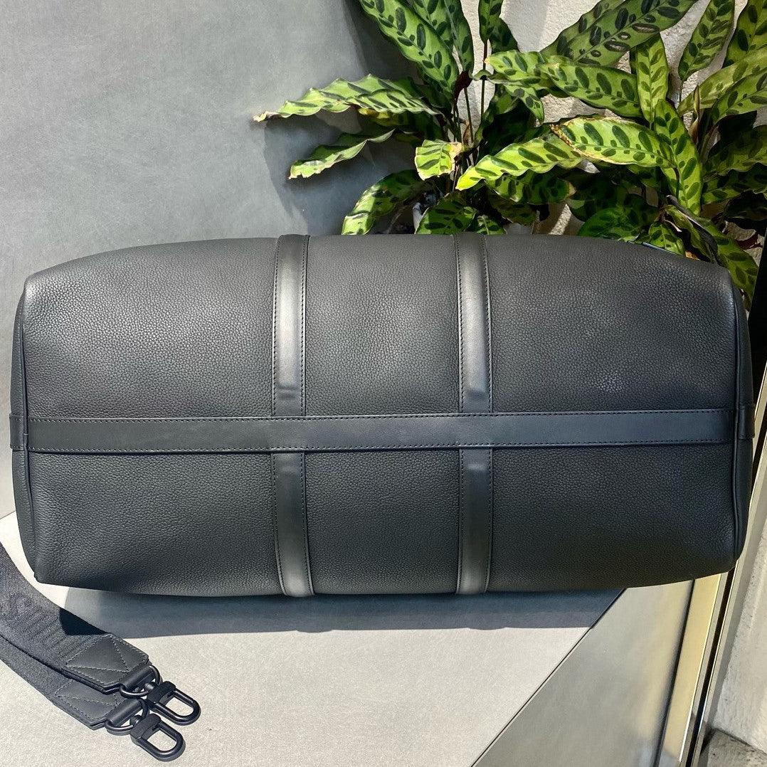 Louis Vuitton Keepall 50 Travel Bag Black Silver Unisex Classic