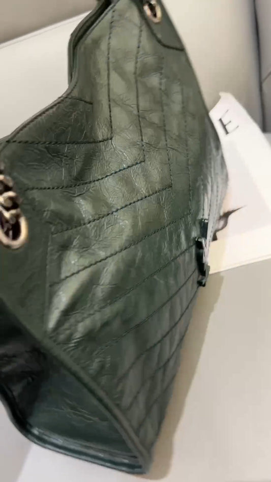 YSL Saint Laurent Niki shopping bag Oil waxed leather Chain Shoulder bag Women