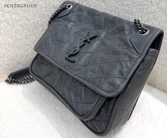 YSL Saint Laurent NIKI Small Cement grey Chain Strap Crossbody Shoulder bag