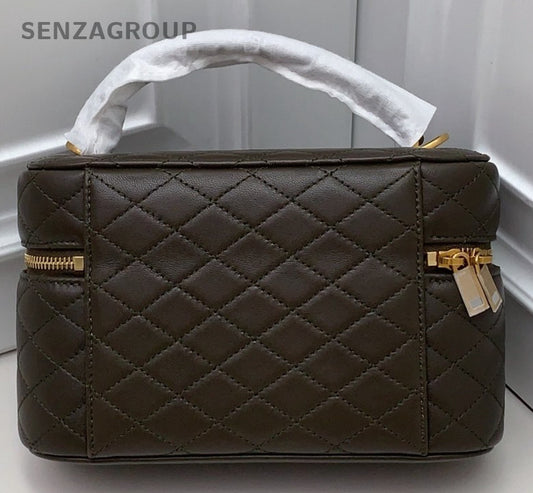 Saint Laurent Gaby Mini Lambskin Crossbody Top Handle Bag Green Gold Women