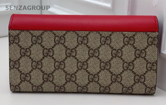 Gucci Padlock Monogram Clutch Bag Chain Shoulder Bag Brown Red Gold Women