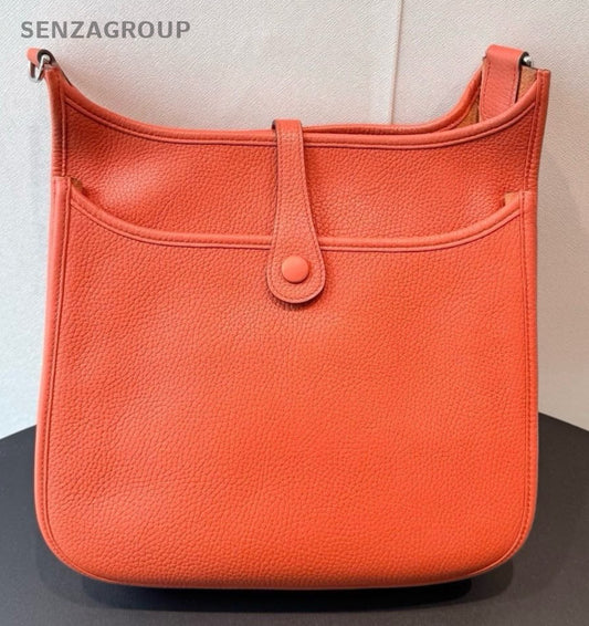 HERMES Evelyne29 Shoulder Bag Crossbody Orange Silver Used Women Classic