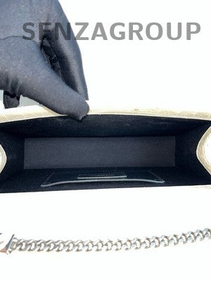 Saint Laurent Medium White Fringe Chain Shoulder Bag Silver Hardware