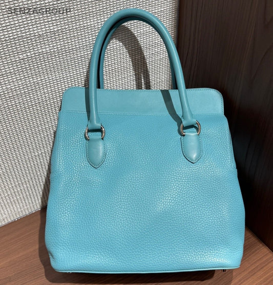 Hermes Toolbox Top Handle Bag Blue Silver Used Women Classic Designer