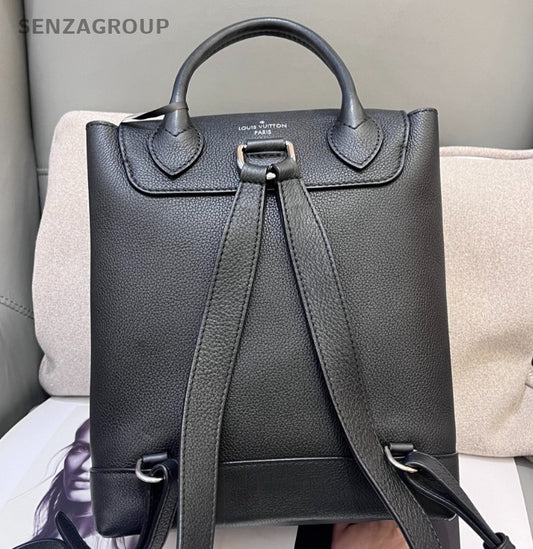Louis Vuitton Lockme Calfskin Backpack Black Silver Unisex Adults Classic