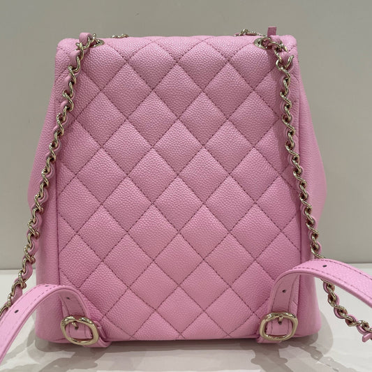 Chanel Quilted Duma Backpack Pink Gold Classic Fashion Women
