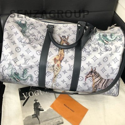 LV Keepall Zootopia Travel Bag Shoulder Crossbody White Black Classic
