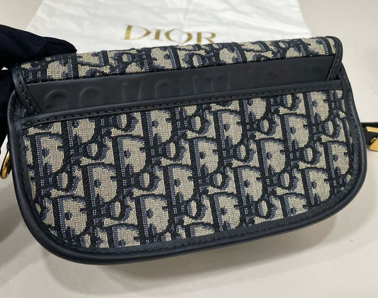 Christian Dior Oblique Bobby Shoulder Bag Black Gold Women Classic Fashion
