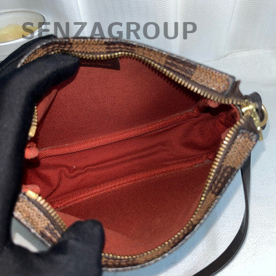 Louis Vuitton Damier Ebene Canvas Shoulder Handbag Classic Vintage