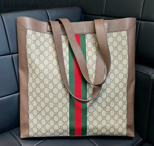 Gucci Ophidia Tote Shoulder Bag Brown Beige Gold Women Classic