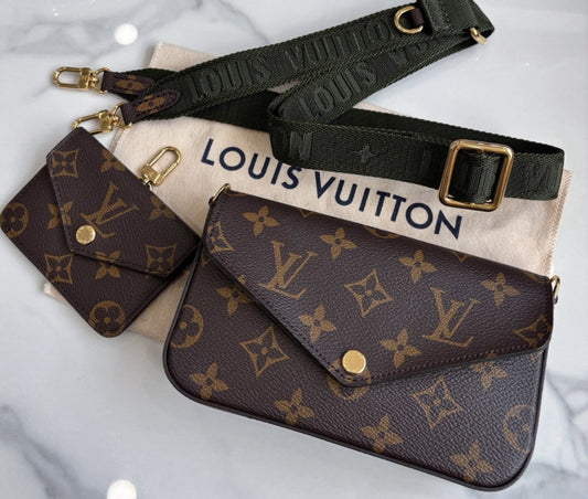 Louis Vuitton Monogram Shoulder Crossbody Bag Brown Women Almost Brand New