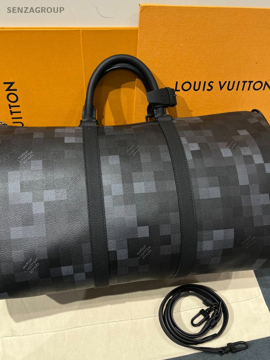 Louis Vuitton MKeepall Bandoulière Tote Bag Black Unisex Adults Classic
