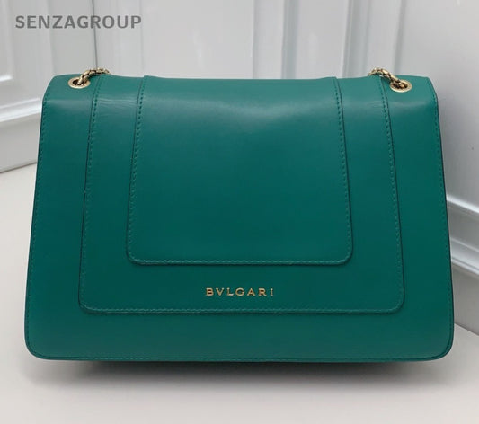 Bvlgari Serpenti MM Chain Shoulder Bag Crossbody Green Gold Women Classic
