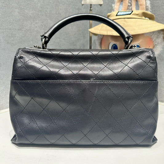 Chanel Classic Black Quilted Chain Shoulder Bag with Silver Hardware