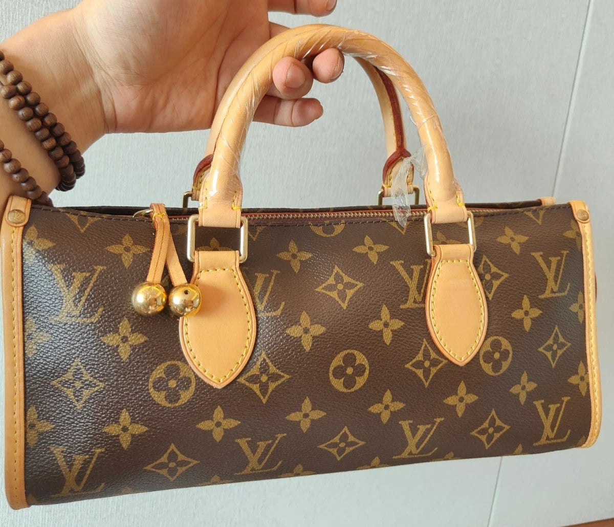 Louis Vuitton Monogram Top Handle Handbag Vintage Women Brown