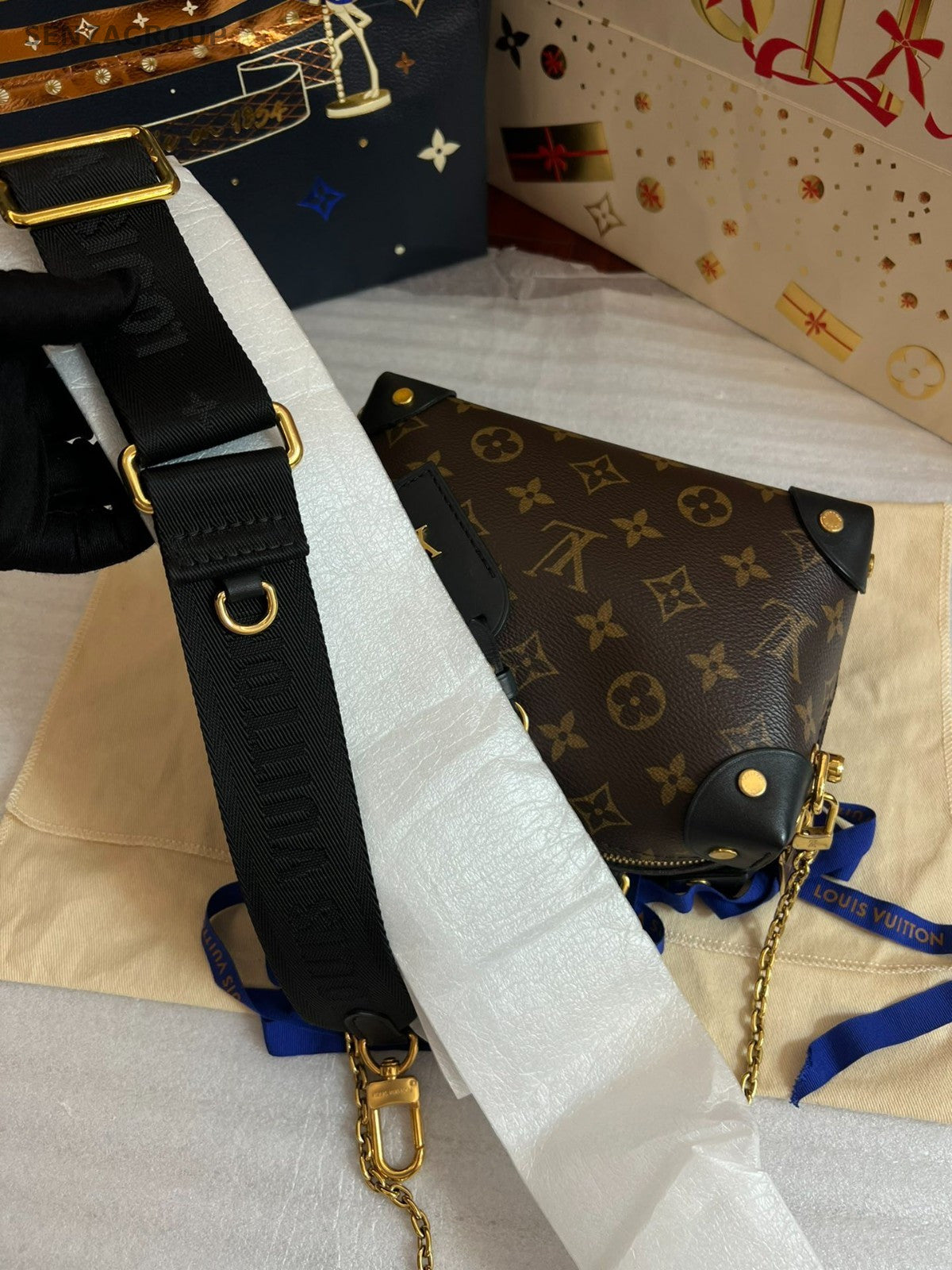 Louis Vuitton Petite Malles Monogram Top Handle 2way Handbag Good Condition