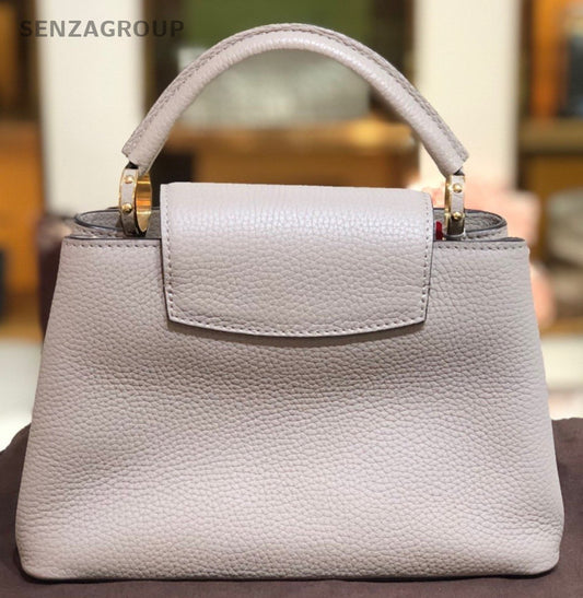 Louis Vuitton Capucines BB Top Handle Calfskin 2way Shoulder Handbag Gray Gold