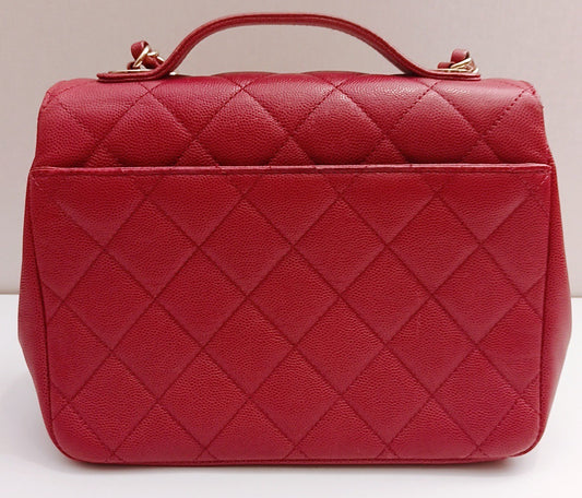 Chanel Diamond MM Chain Shoulder Bag Red Gold Used Women Classic Designer
