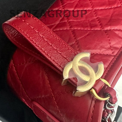Chanel Gabrielle Small Red Quilted Bag Gold Hardware
