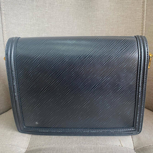 Louis Vuitton Daphne Chevron Medium Chain Shoulder Bag Black Gold