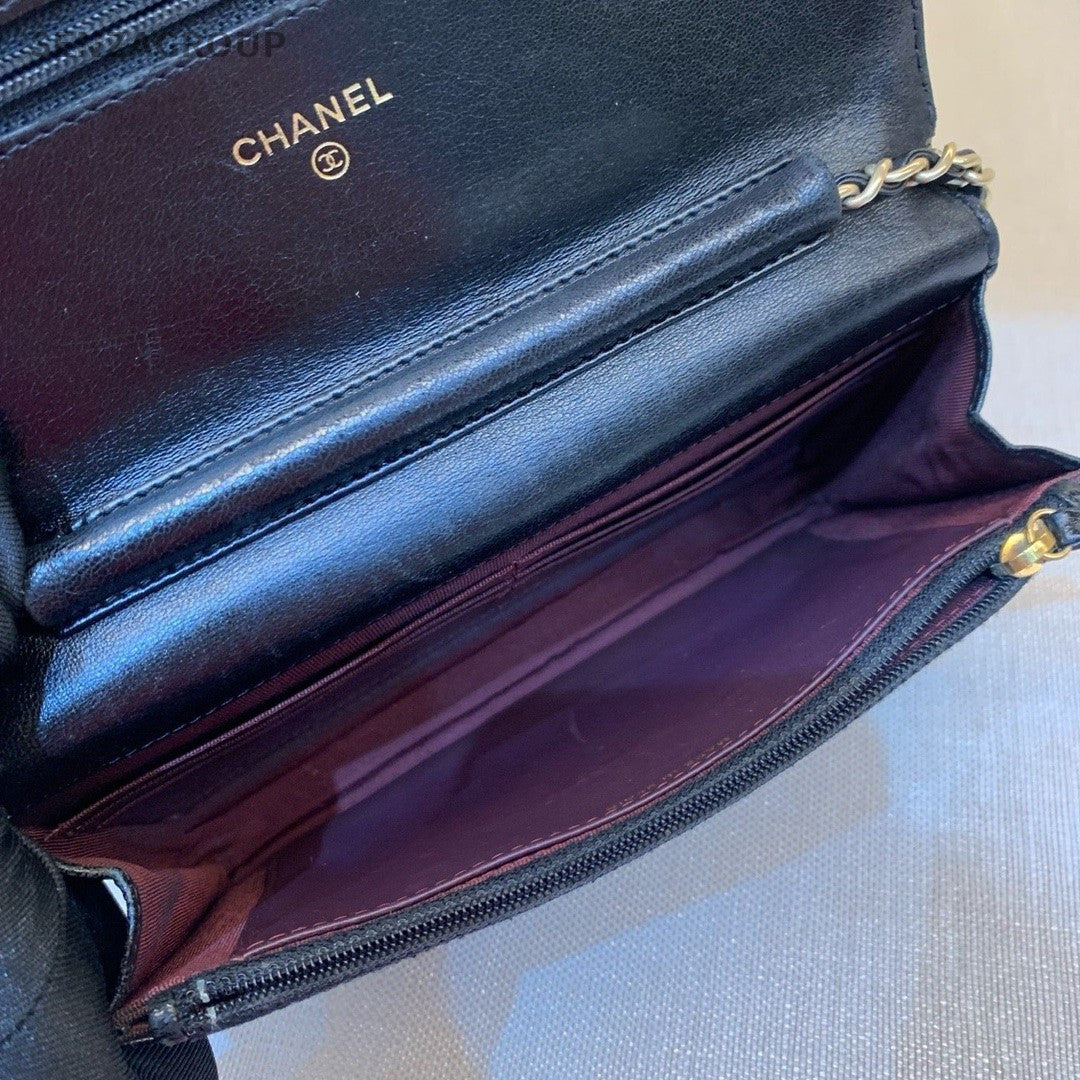 CHANEL Classic Wallet woc Black gold Crossbody bag