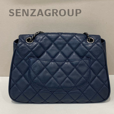 Chanel Cuba Quilted Chain Shoulder Bag Blue Silver Classic Women's