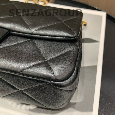 Chanel Classic Flap Black Gold Quilted Chain Shoulder Crossbody Bag