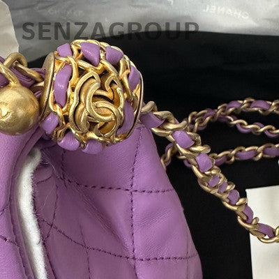 Chanel Classic Flap Quilted Purple Gold Chain Shoulder Bag