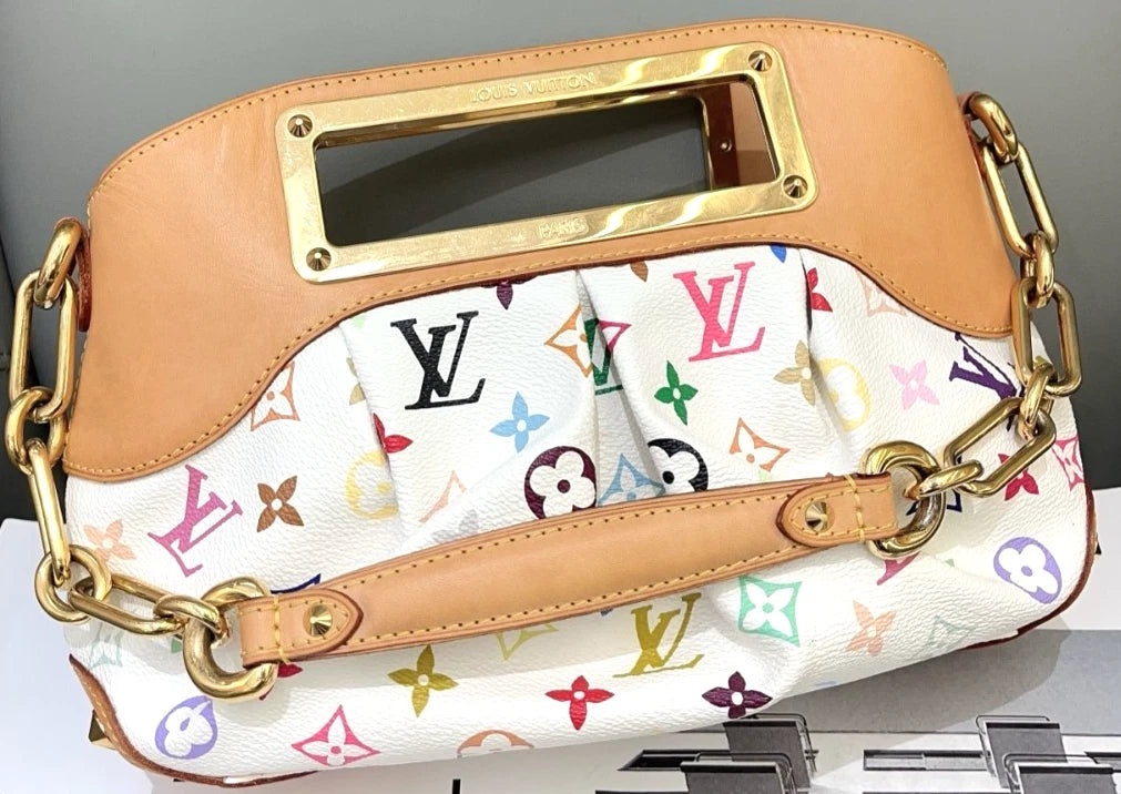 Louis Vuitton Judy White Limited Edition Chain Shoulder Handbag Small Women