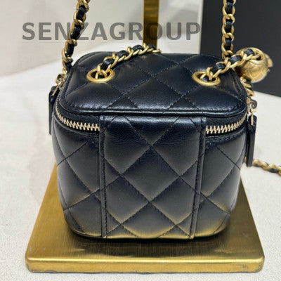 Chanel Black Gold Classic Square Ball Chain Crossbody Bag
