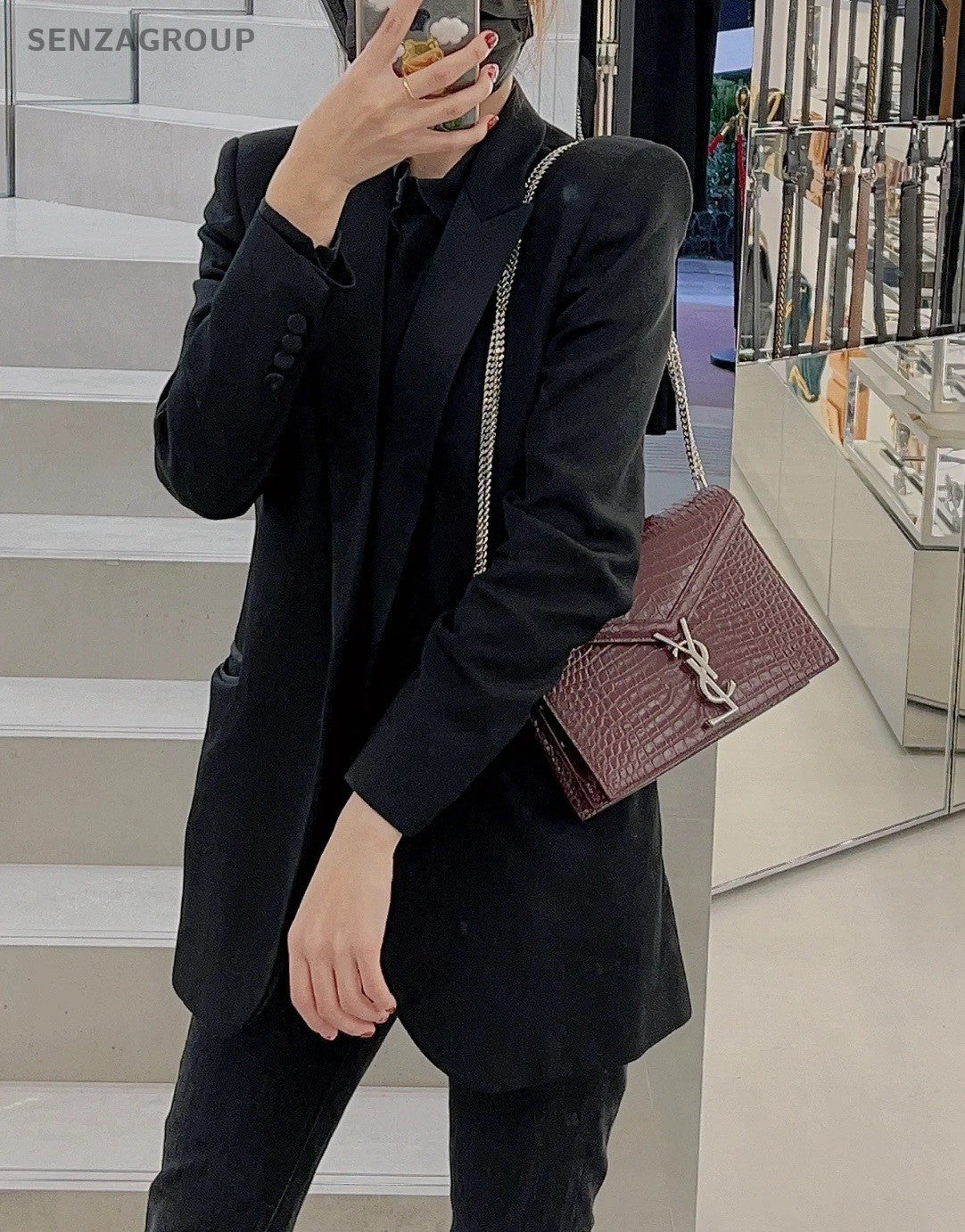 YSL Saint Lauren Paris Chain Shoulde Bag Woman dark Red