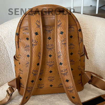 MCM Visetos Coated Canvas Backpack Brown Gold Unisex Classic